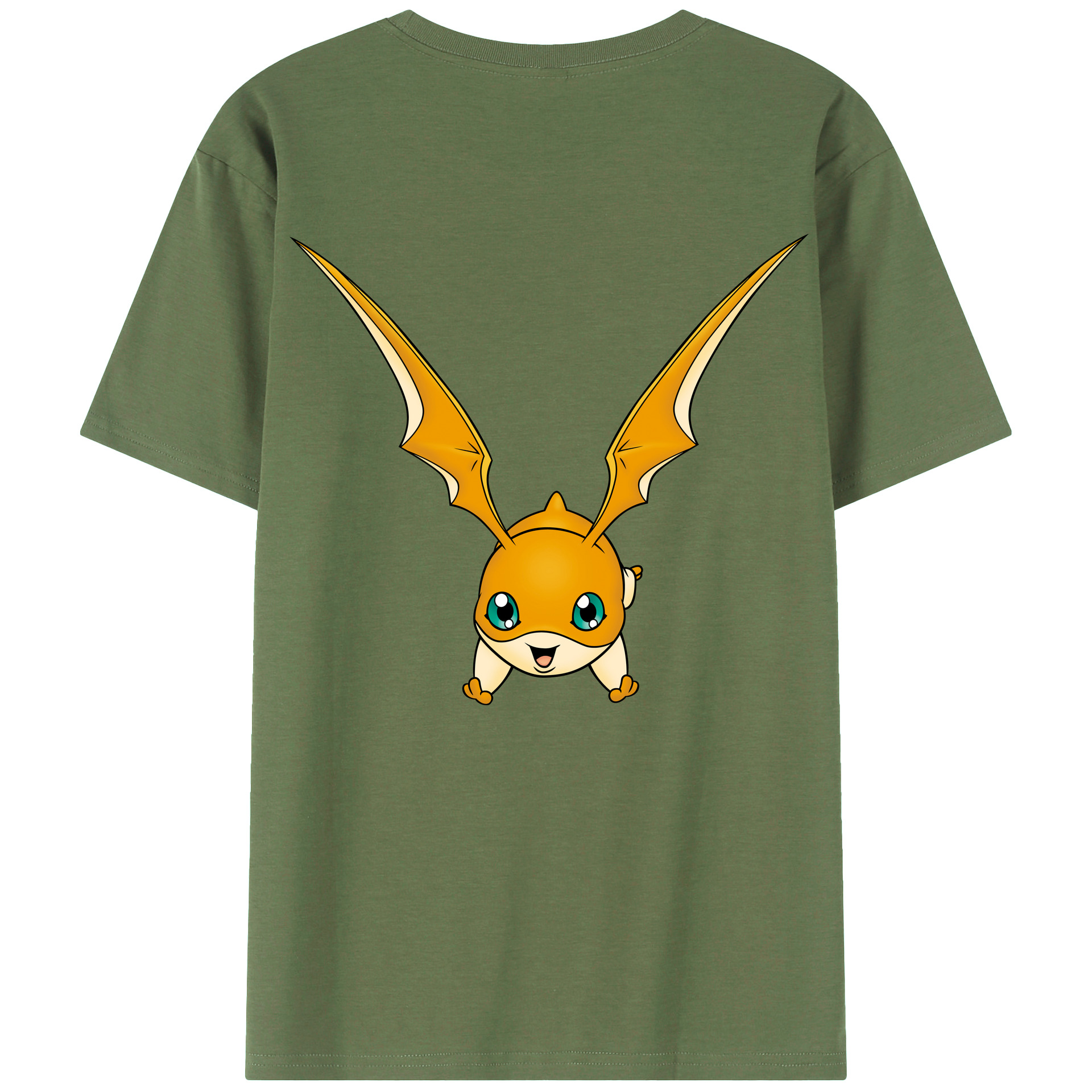 （画像用） Digimon デジタルモンスター/デジモン 綿100％ メンズ半袖Tシャツ（バックプリント） 通気性